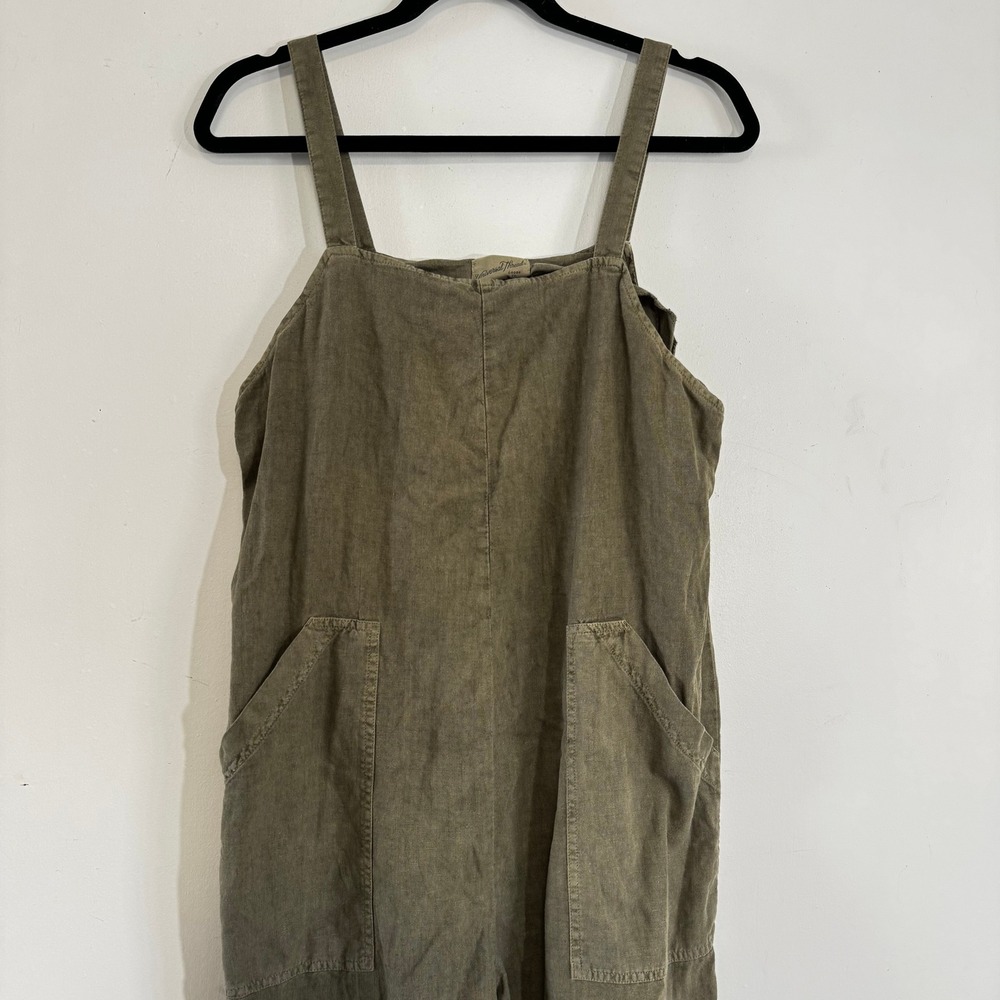 Universal Thread Jumpsuit Women M Olive Green Linen Blend Overall Wide Leg Boho - Picture 7 of 8